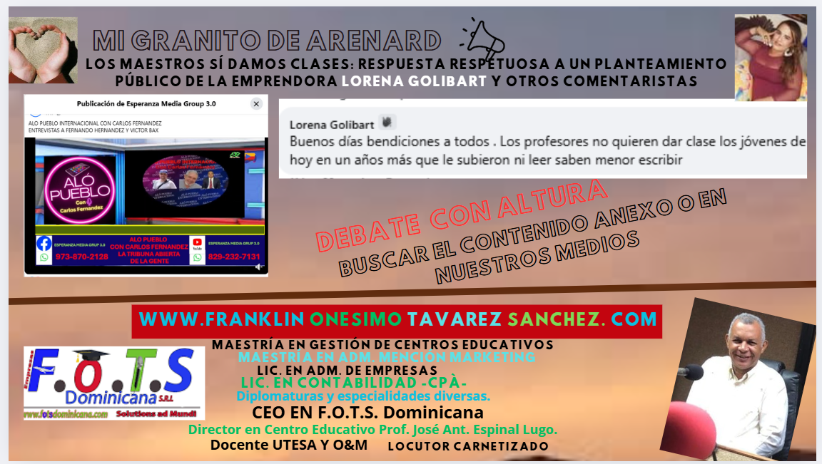 Los maestros sí damos clases: respuesta respetuosa a un planteamiento público de la emprendora Lorena Golibart y otros comentaristas