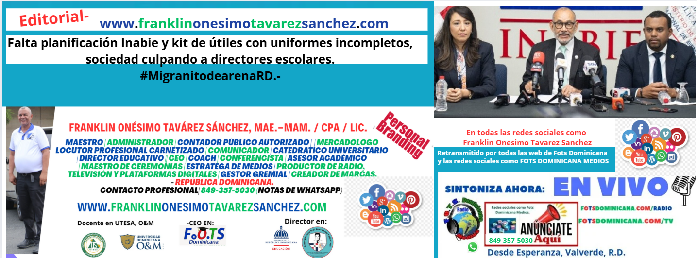 Inabie y kit de útiles con uniformes incompletos, sociedad culpando a directores escolares. Mi granito de arena R.D.-